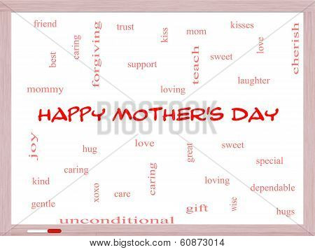 Happy Mother's Day Word Cloud Concept On A Whiteboard