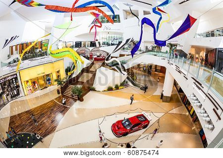 red ferrari at the crystal mall in Las vegas