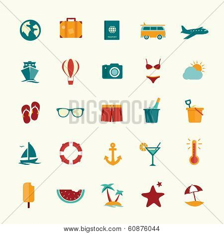 Set of flat style travel icons