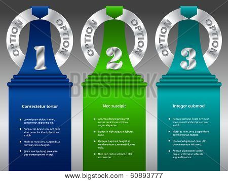 Inforgraphic Design With Metallic Rings And Color Ribbons