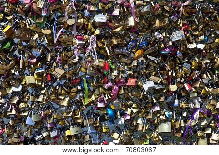 Love Locks On The Pont Des Arts In Paris