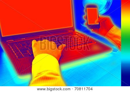 Infrared Thermovision Image Showing Heat In The Office