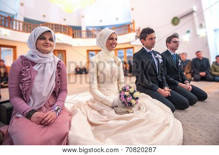 Islamic wedding ceremony at mosque