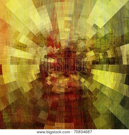 art abstract monochrome centripetal rays pattern acrylic  background in gold, olive, orange and green colors