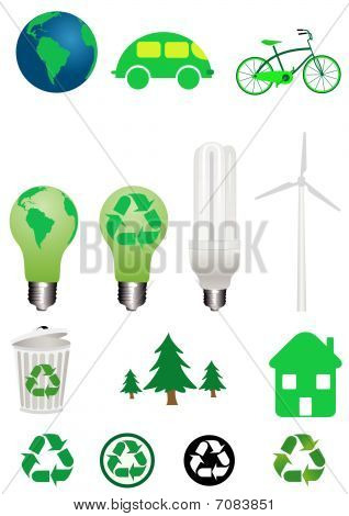 Collezione di icone di ecologia isolata on white background