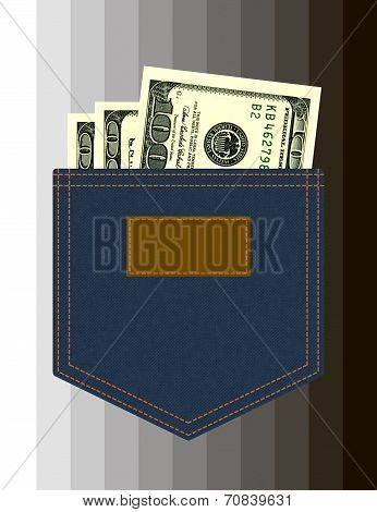 Jeans Pocket With Dollars