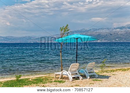 Beach in Supetar on island Brac