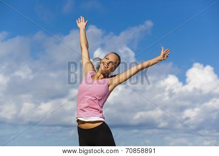 Beautiful Girl  With Arms Outstretched