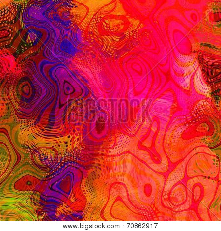 art abstract colorful chaotic waves pattern in Klimt style; background in pink and blue colors