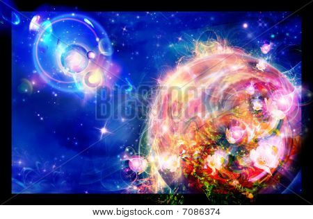 ein Planet ist in den Blüten
