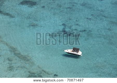 Yacht At Imeri Gramvousa Bay. Crete. Greece