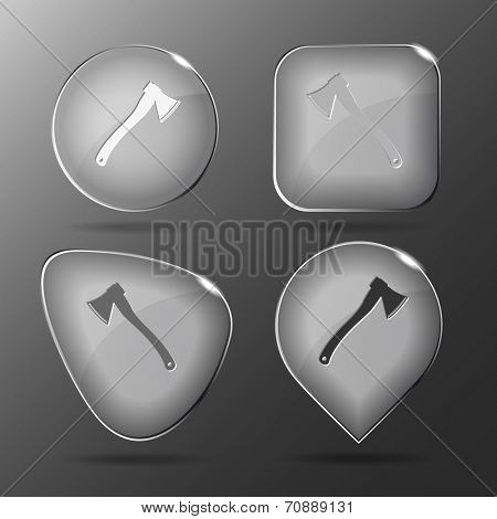 Axe. Glass buttons. Raster illustration.