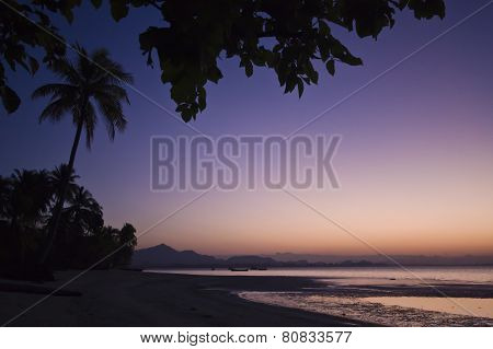 sunset on a paradise beach, Thailand