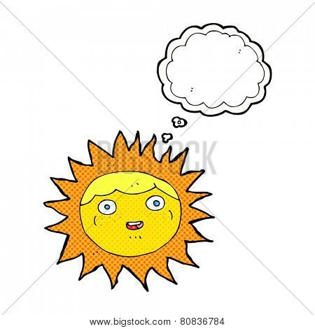 sun cartoon character with thought bubble