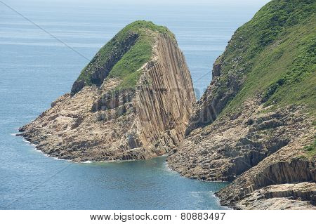 Hexagonal columns of volcanic origin at the Hong Konvvg Global Geopark in Hong Kong, China.