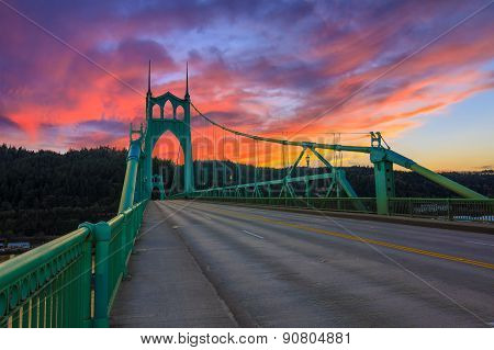 St. John's Bridge In Portland Oregon, Usa