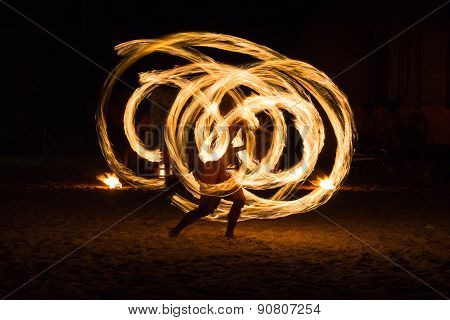 Man Fire Show on the beach