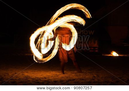 Man Fire Show on the beach