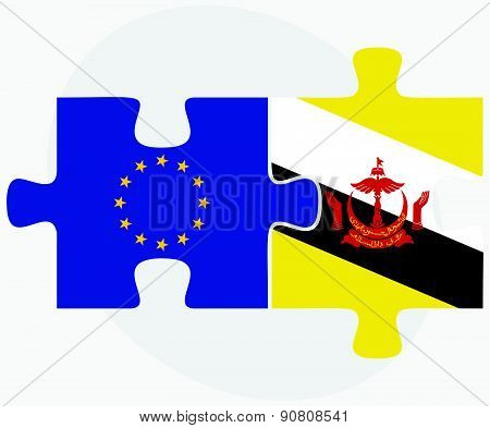European Union And Brunei Darussalam Flags In Puzzle