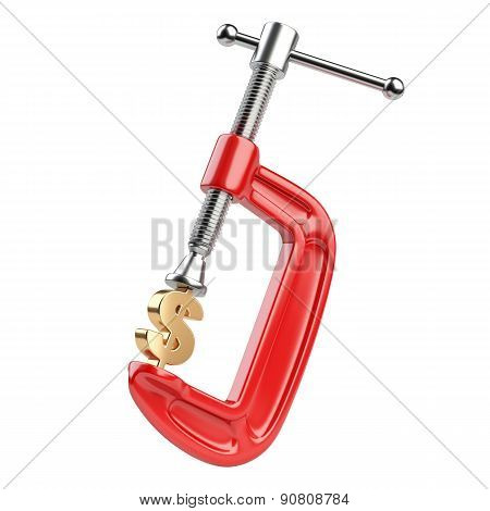 Business Concept With Clamp And Dollar Symbol