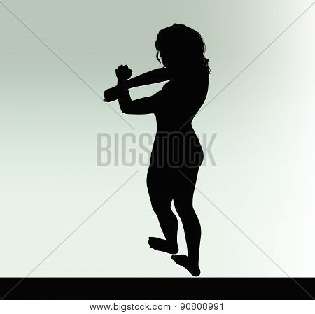 Woman Silhouette With Hand Gesture Handcuffed