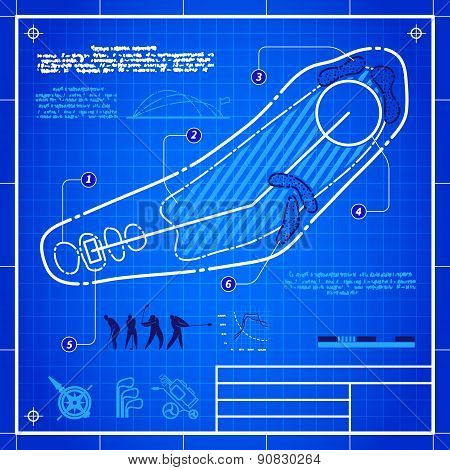 Golf Course Layout Blueprint Drawing