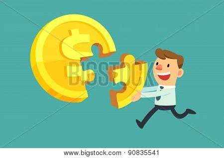 Businessman Solve Golden Coin Puzzle