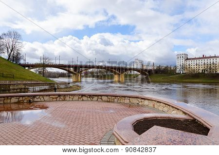 View Of Embankment Of Zapadnaya Dvina In Spring, Vitebsk, Belarus