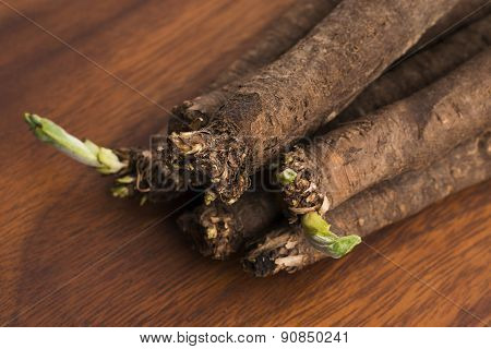 Salsify Vegetables On Wood