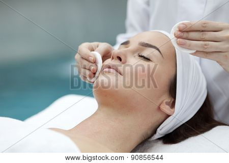 Woman receiving spa treatment