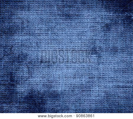 Grunge background of blue yonder burlap texture