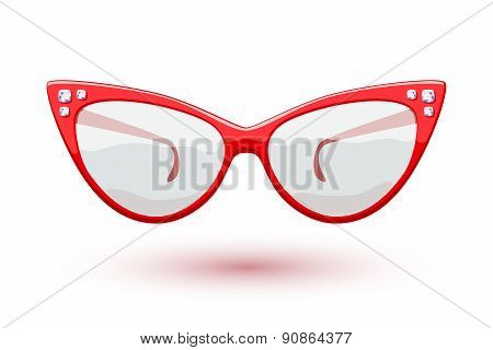 Cat eye red glasses illustration.
