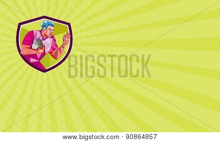 Business Card Rugby Player Fend Off Low Polygon