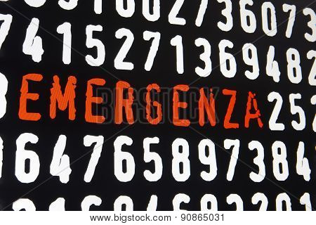 Computer Screen With Emergenza Text On Black Background