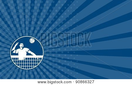 Business Card Volleyball Player Spiking Ball Circle Icon