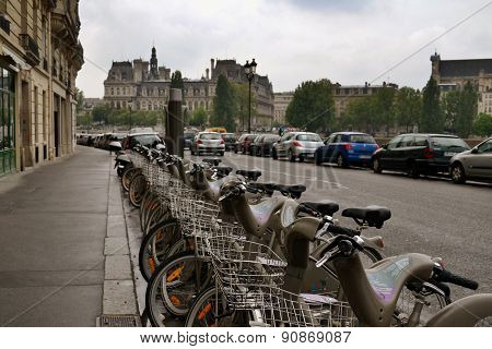 Bicycle Parking In The Streets Of Europe.