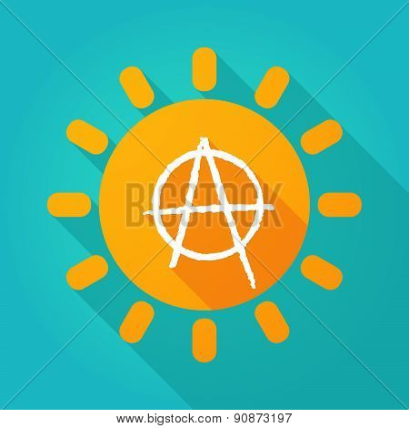 Long Shadow Sun Icon With An Anarchy Sign
