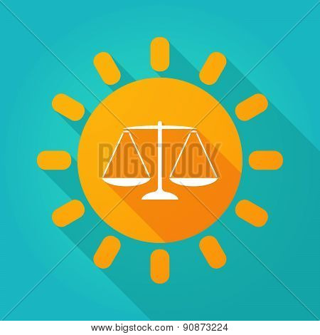 Long Shadow Sun Icon With A Weight Scale