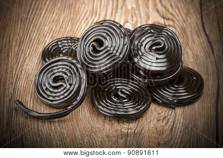 Licorice wheels candies