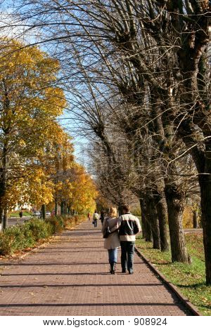 Vicolo di autunno. Coppia