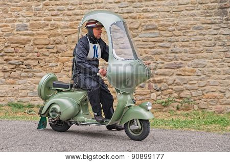 Vintage Scooter Vespa With Hard Top