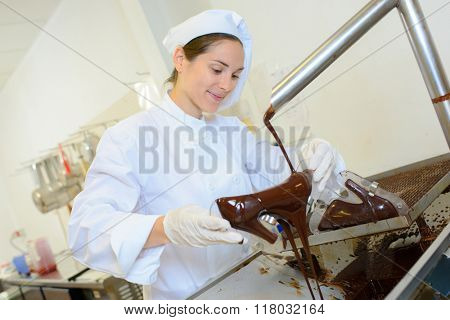 pouring chocolate