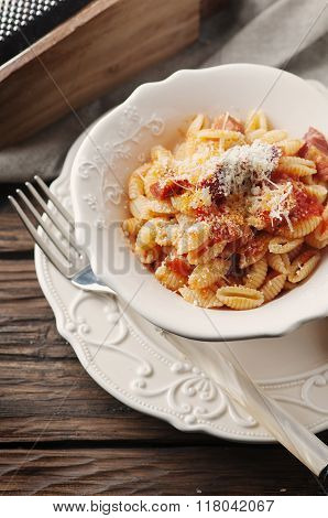 Sardinian Traditional Pasta Malloreddus With Sausage