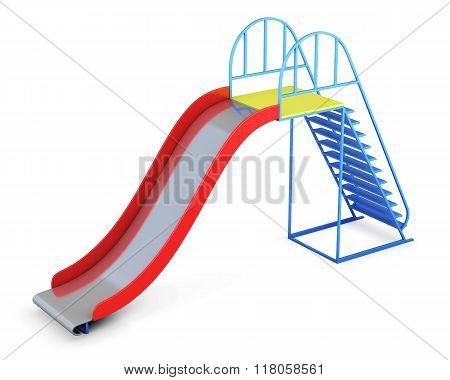 Metal Children's Slide Isolated On White Background. 3D Renderin