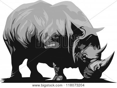 African Rhino. Vector black rhinoceros