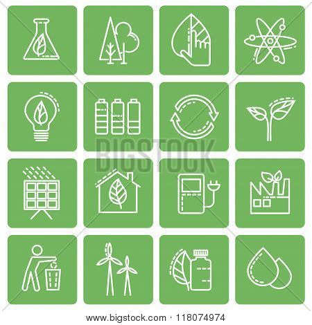 Ecology web icons green set