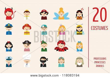 kids wearing different costumes .