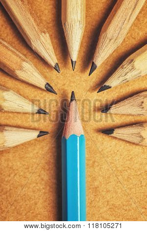Being Different Concept With Wood Pencils On Desk