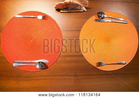 Table setting on wooden table