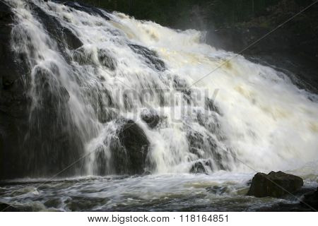 Waterfall on Kutsayoki river at Kola peninsula Russia. This waterfall is about 10 meters high.